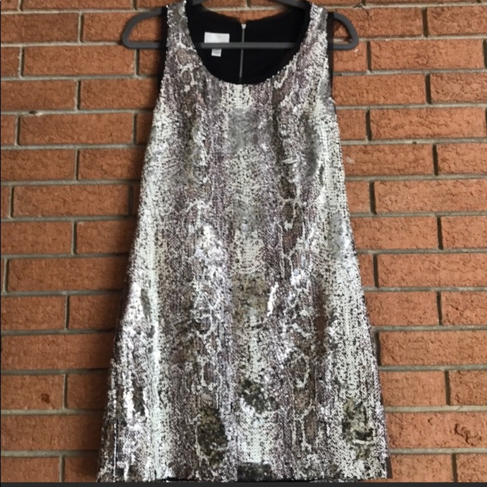 Donna Morgan Silver Sequin Mini Dress
